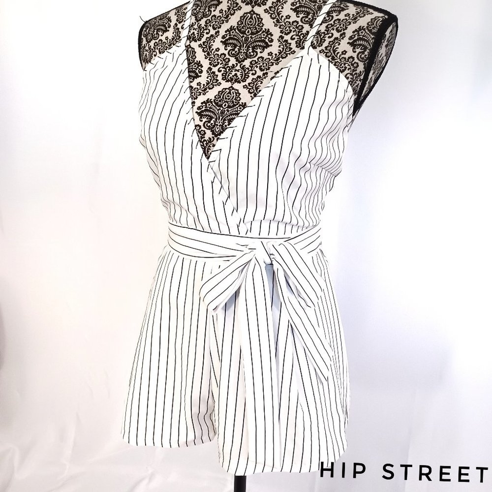 GLAMOROUS Anthropologie Stripe Spaghetti Strap Sash Waist Romper L